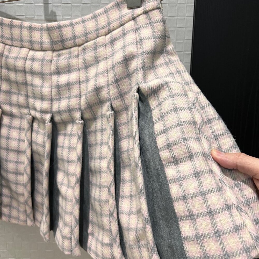 Thom Browne plaid patchwork pleated midi skirt - image 6